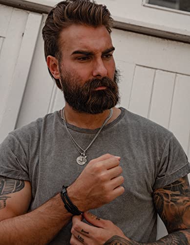 Forge & Foundry Men's Adjustable Leather Bracelet With Brushed Black Stainless Steel Clasp (Black) #TOP2