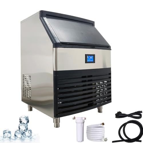 INTSUPERMAI Commercial Ice Maker Machine 400LBS/24H Water Cooled Stainless Steel Industrial Ice Machine 850W Stainless Steel Electric Nugget Ice Machine with 126 Ice Cubes Ready in 5-15min