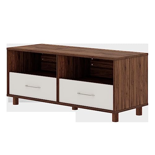 Image of Wakefit TV Unit | 1 Year Warranty | TV Stand Table, TV Unit for Living Room, TV Cabinet, Cabinet Engineered Wood with 2 Drawers & 2 Shelves (Allie, Columbian Walnut & Pumic Grey)