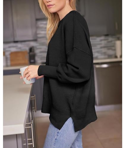 Image of SEMATOMALA Women's Oversized Plain Batwing Sweaters Fall Winter Crewneck Trendy Pullover Knit Jumper Tops