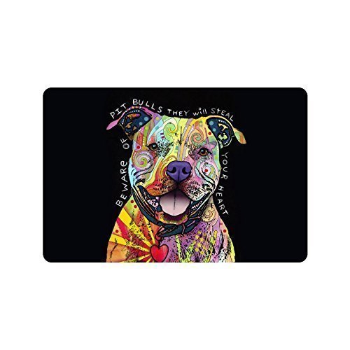 Fimaliy Pit Bull Dog, Beware of Pit Bulls They Will Steal Your Heart Indoor/Outdoor Doormat Door Mat Decor Rug Non Slip Mats 23.6"(L) x 15.7"(W)