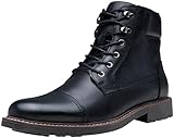 Jousen Mens Boots Leather Retro Dress Boot Cap Toe Casual Motorcycle (AMY8192 Black 10)