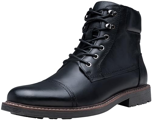 Jousen Mens Boots Leather Retro Dress Boot Cap Toe Casual Motorcycle