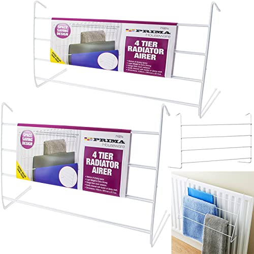 Nti 4 Tier | 2 x Radiator Clothes Airer Drying Rack | PRIMA Washing Line Hanging Towel Laundry Lightweight Meters Of Space Saving Design Home Kitchen Indoor Storage & Organisation UK FREE P&P