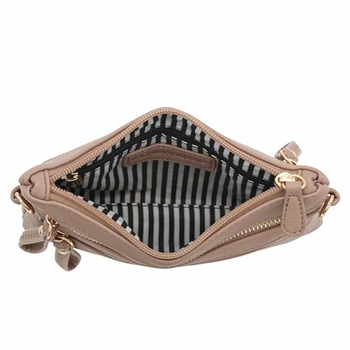 Image of FashionPuzzle Multi Zipper Pocket Small Wristlet Crossbody Bag