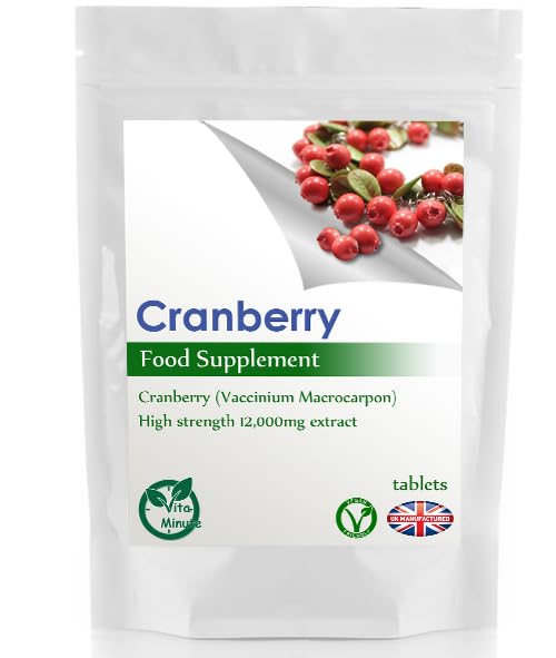 Cranberry Extract 12000mg Tablets, Natural UTI Support, Bladder Health (Pack of 60)