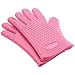Rękawice Kuchenne Silikonowe,Długie Rękawice Kuchenne Do Grillowania Pieczenia Gotowania I Cięcia Z Ochraniaczem Palcem (11×7 Cali,Pięć Kolorów Opcjonalnie) (Color : Pink)