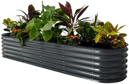 vego garden raised beds that will transform your gardening experience 5 Vego garden Raised Garden Bed Kits, 17" Tall 9 in 1 8ft X 2ft Metal Raised Planter Bed for Vegetables Flowers Ground Planter Box-Modern Gray