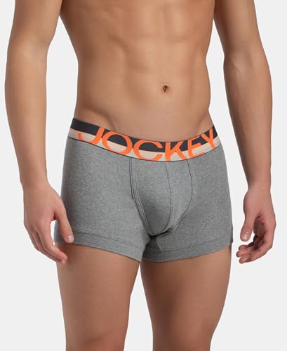 Image of Jockey FP03 Men's Super Combed Cotton Rib Solid Trunk with Ultrasoft Waistband (Pack of 2) Grey XL