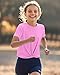 KEREDA Girls Athletic Shirts Tie Front Tops Summer Short Sleeve Quick Dry Active Tees T-Shirts for Kids Teens Pink 9-10 Years