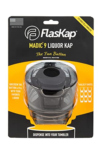Flaskap Madic 9 | 30 Oz Tumbler Lid Replacement | Shot Dispenser | Leak Proof Tumbler Lid | Splash Resistant To Avoid Spills | Compatible With Most 30 Oz Tumblers (9 Oz Capacity, Black) #TOP20