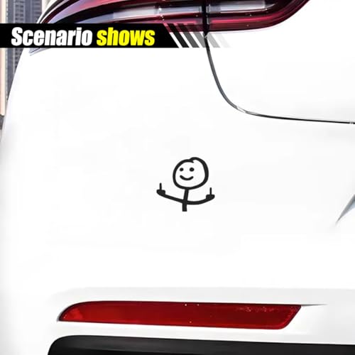 Image of KITUREK 2PCS Car Fuck You Meme Vinyl Sticker Decal, Black, Small | Funny Personalised Cartoon Middle Finger Sticker, Fit for Cars Windows Bumpers Trucks Motorcycles or Any Other Smooth Surface