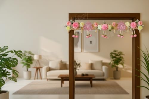 Image of Divyakosh Artificial Flower Toran for Door Decoration 40 Inch | Premium Decorative Toran for Home, Mandir, Entrance | Wedding & Festival Decor - Bandanwar Toran with Artificial Flowers