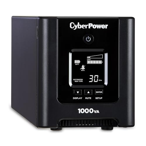 CyberPower OR1000PFCLCD PFC Sinewave UPS System, 1000VA/700W, 8 Outlets, AVR, Mini-Tower