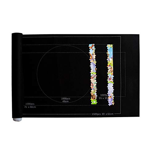 Aoile puzzle mat Jigsaw Puzzle Roll Up Mat Black Felt Mat Up to 1500 Pieces Portable Storage Bag black print