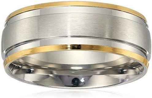 Stainless Steel Gold Plated Ring/Wedding Band/Commitment Ring for Men by Sherrin Rosette