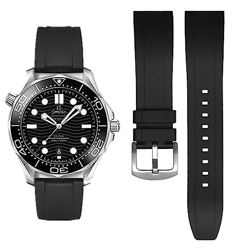 AIYIRUO Correas de Reloj Caucho Flúor Correa de Goma de 19mm 20mm 21mm 22mm Correas de Reloj de Liberación Rápida Suaves y Duraderas Correa de Repuesto Compatible con Omega y Otras Marcas