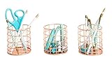 Blu Monaco Rose Gold Desk Accessories for Women Office - Wire Rose Gold Pencil Cup Set of 3 - Rose Gold Pencil Holder