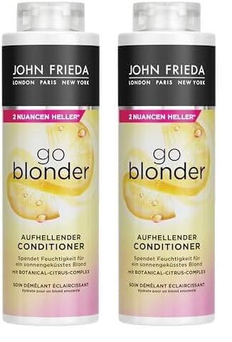 John Frieda Go Blonder Conditioner - Vorteilsgröße: 500 ml - Aufhellend - Haartyp: blond, blondiert - Kabinettgröße (Packung mit 2) John Frieda Go Blonder Conditioner - Vorteilsgröße: 500 ml - Aufhellend - Haartyp: blond, blondiert - Kabinettgröße (Packung mit 2)