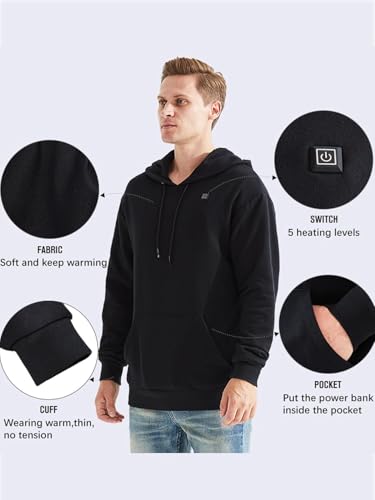 Image of Unisex Heated Hoodie for Men Women Heated Sweatshirt Warm USB Electric Outdoor Winter Puffer Jacket with No Battery