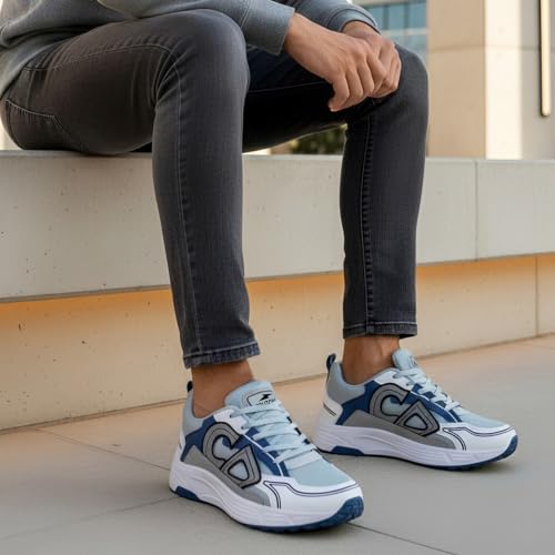 Image of BRUTON Men's Running Shoes | Lightweight Stylish Lace-Up Sports Shoes | Breathable Mesh Cushioned Footwear for Running, Walking, Gym & Training