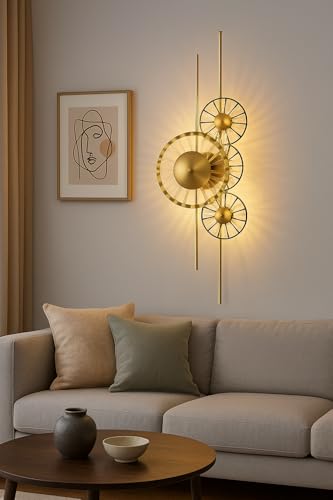 Image of blissbells Modern Luxury Gold Crystal Wall Light - Artistic LED Sconce for Bedroom, Living Room & Hallway (Crystal Disc Sconce)