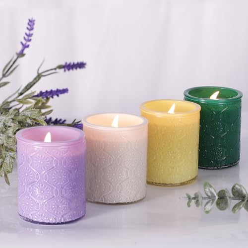 LETINE 12 oz Scented Candle Gift Set (Pack of 4) - Vanilla Citronella Lemon & Lavender Soy Wax Candles for Women 24H Burn Time Each All-Natural Birthday & Valentines Day Gifts for Mom & Girl