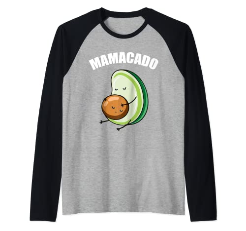 Funny Graphic Design of Mamacado Papacado for Avocado lovers Raglan Baseball Tee