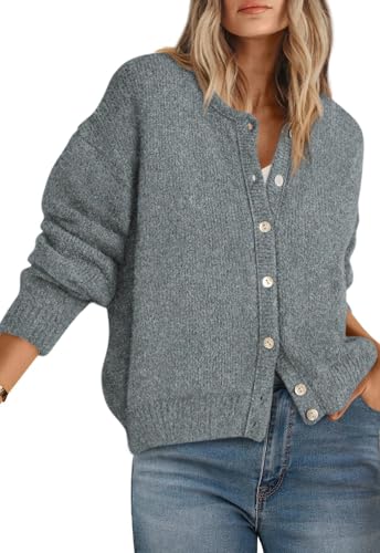 Image of PRETTYGARDEN Long Sleeve Crewneck Button Down Womens Sweaters Fall Open Front Chunky Cardigan Sweaters for Women 2026