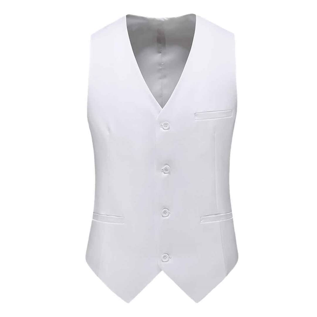 Moda Casual tinta unita monopetto Slim Size Business Vest Gilet Gilet, bianco, M