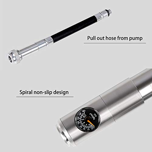 Bomba de bicicleta, Romacci Mangueira de bomba de ar manual de bomba de bicicleta 160 PSI Medidor de