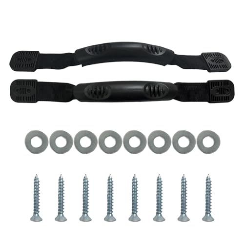 Ainiveiya 2 Pack Kayak Replacement Handles with Complete Screws & Washers Set - Heavy Duty PVC/PP Canoe Carry Handles, Anti-Slip Grip for Kayak, Suitcase, Luggage & Doors (Black)