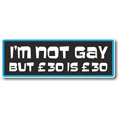 Funny I'm Not Gay But £30 is £30 Slogan With Retro Style Novelty Bumper Sticker Design Vinyl Car Sticker Decal 175x60mm Cover