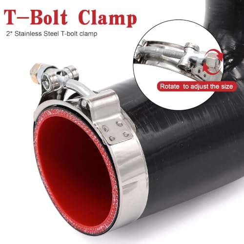 Image of 90 Degree Elbow Coupler Silicone Hose 4-Ply 2.75-inch(70mm) for Turbo /Intercooler /Intake Piping,Length 120mm Thickness 5mm with T-Bolt Clamp