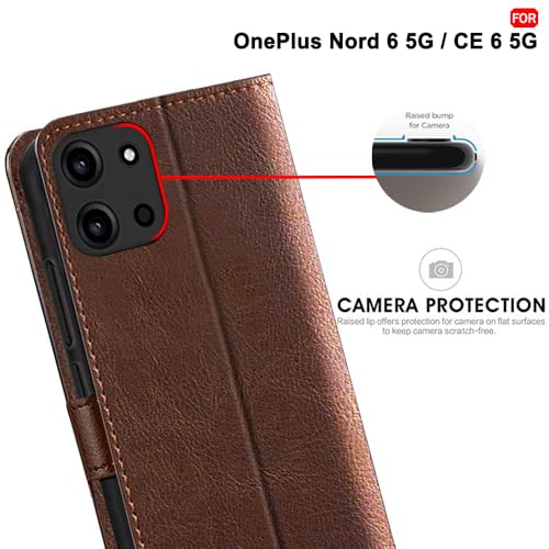 Image of TheGiftKart Flip Back Cover Case for OnePlus Nord 6 5G | Dual-Color Leather Finish | Inbuilt Stand & Pockets | Wallet Style Flip Back Case Cover for OnePlus Nord 6 5G (Faux Leather, Brown & Coffee)