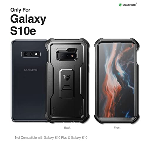 Dexnor For Samsung Galaxy S10E Case, [Built In Screen Protector And Kickstand] Heavy Duty Military Grade Protection Shockproof Protective Cover For Samsung Galaxy S10E(Black) #TOP1