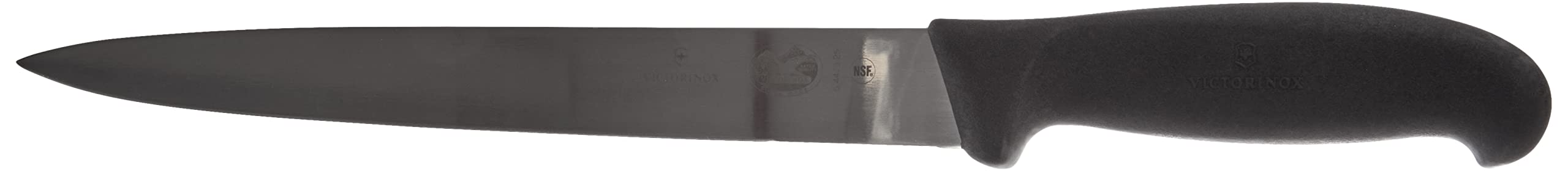Victorinox, 5.4473.25, Fibrox, Wurstmesser, Extra scharfe Klinge, mit geradem Schliffer & Zähneschliff, robuster Kunststoff-Griff, Schwarz, Made in Switzerland, Spülmaschinengeeignet