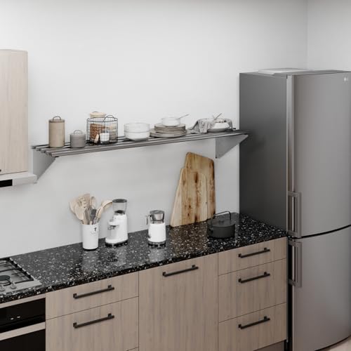 Image of AmGood 14 in. x 60 in. NSF Stainless Steel Tubular Wall Shelf | Heavy-Duty Metal Shelving for Appliances & Equipment | Ideal for Kitchen, Restaurant, Garage, Laundry, Utility Room