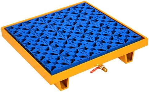 Drum Spill Containment Pallet, Leak-Proof Stackable Platform with Drain Outlet for Safe Chemical and Oil Storage 65x65x15CM,Yellow(Wheels)-65x65x15CM