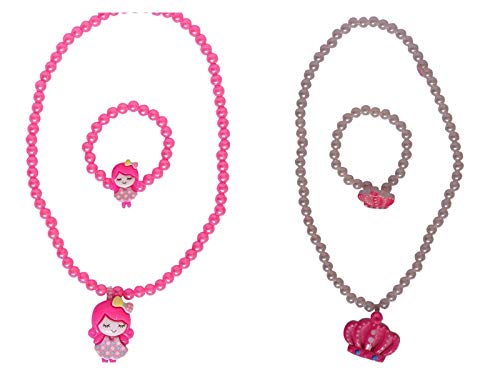 4 Seasons Girls Pink pearl necklace pendant Jewellery Set of 2 Different cartoon Designs with Bracelet and Rings (B08THSR9KL) Amazon Price History, Amazon Price Tracker