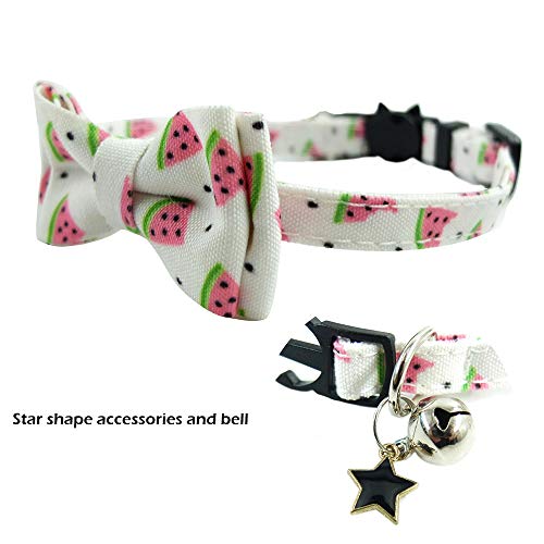 Image of Bowtie Cat Collars Breakaway with Bell, Adjustable Cute Kitty Collars Safety Buckle Kitten Collar for Cat Puppy 7.5-11in