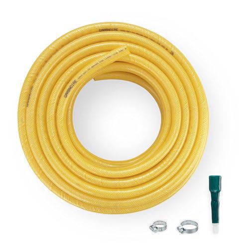 Image of Garbnoire 0.75 Inch Heavy Duty 3 Layered Braided Water Hose Pipe | Garden Outdoors Pipes with Hose Connector (50 Meter (164.04 Feet), Yellow)