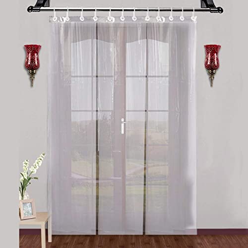 Image of Kuber Industries .50MM Pack of 5| Eyelet AC Curtain | PVC 3 Strips AC Curtain | Window Curtain for Bathroom | Curtains for Door | Waterproof Shower Curtain | 7 Feet| Transparent