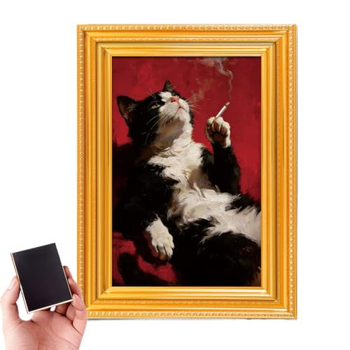 Imanes para | Señal Decorativa para Armario con diseño de Gato – Imanes potentes para con Marco de Madera – para Sala de Juegos, Escuela, Lugar de Trabajo, hogar y Cocina