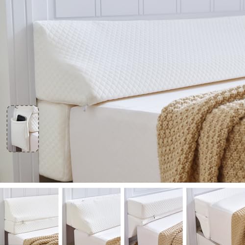 Couzssyhi Bed Wedge Gap Filler Queen Size Wedge Pillow for Headboard Gap Foldable Mattress Gap Filler Close The Gap (07) Between Headboard and Mattress Bed Crack Pillow 60106 in White