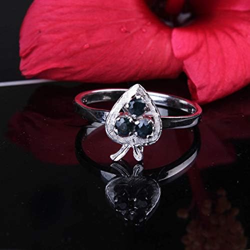 925 Sterling Silver Ring | Natural Blue Sapphire Gemstone Ring for Women |Designer Ring for Girls | Engagement Ring, Astrological Ring Statement Ring, Blue Sapphire Ring | Ring Size 9 US