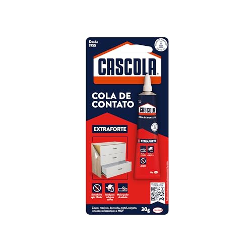 Cascola Extra sem Toluol, Cola de Contato de Alta Resistência, Adesivo de Contato de Secagem Rápida, 1x30g