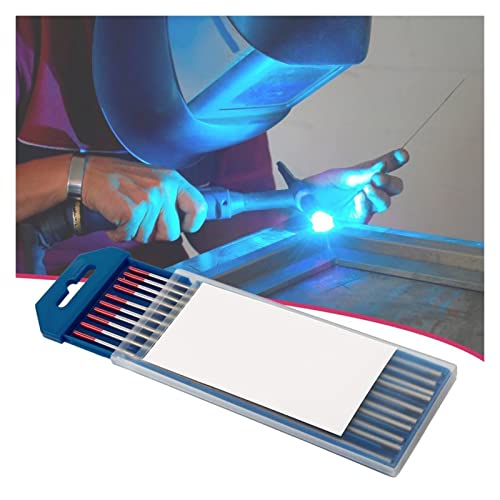 welding rod 10Pcs 1.6-3.2mm Professional Tungsten Electrodes Wear-resistant Stable Welding Red Thoriated TIG Welding Tungsten Electrodes Rod Low Splatter Corrosion Resistance(2.0mm)