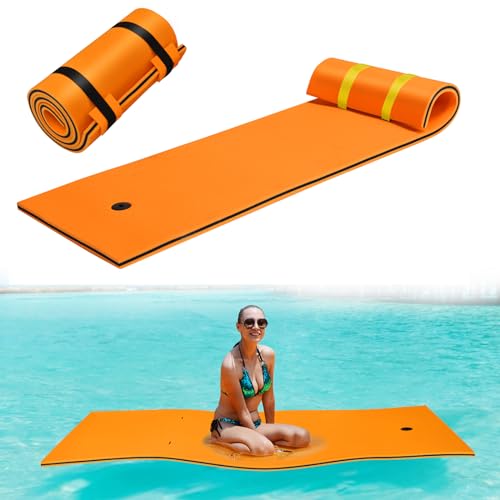 COSTWAY Flotador de Agua, Estera Flotante de Espuma XPE de 3 Capas，Resistente al Desgarro con Dispositivo para Recreación y Relajación en el Agua, para Mar, Lago, Piscina (210 x 66 cm, Naranja)