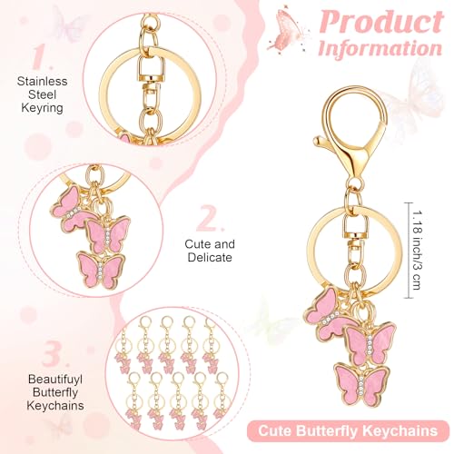 Landical 25 Sets Butterfly Baby Shower Favors Keychains Thank You Cards & Bags Girl Souvenirs for Guests Return Gifts(Pink) by Landical - Used condition - Image 2